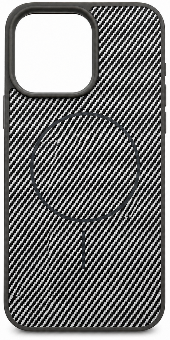 Schutzhülle Grau Carbon-Optik  mit MagSafe Unterstützung- iPhone 15 Pro Max